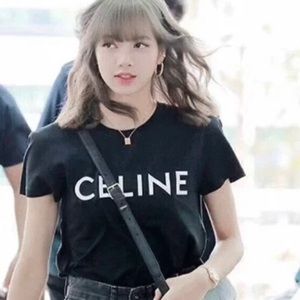 Blackpink Lisa style white T shirt New with tag Celine on the front